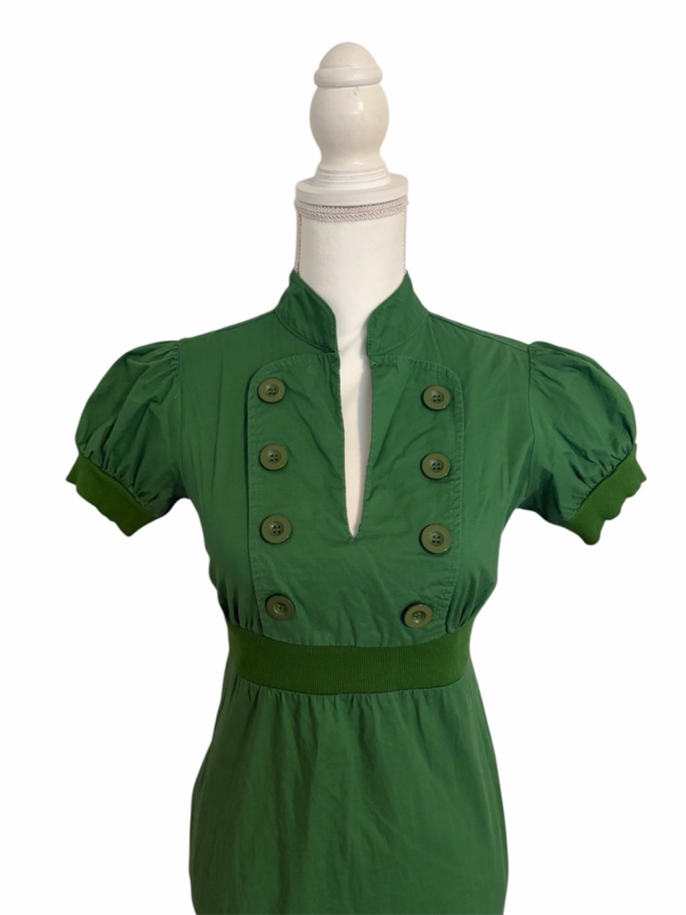 BeBop Green Short-Sleeve Empire-Waist Midi Summer Dress Women’s Small (fitted) - Picture 3 of 11